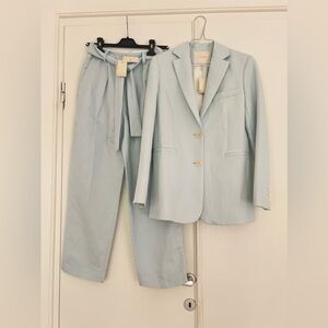BWT MAJE Light Blue Linen Suit Jacket with Trousers